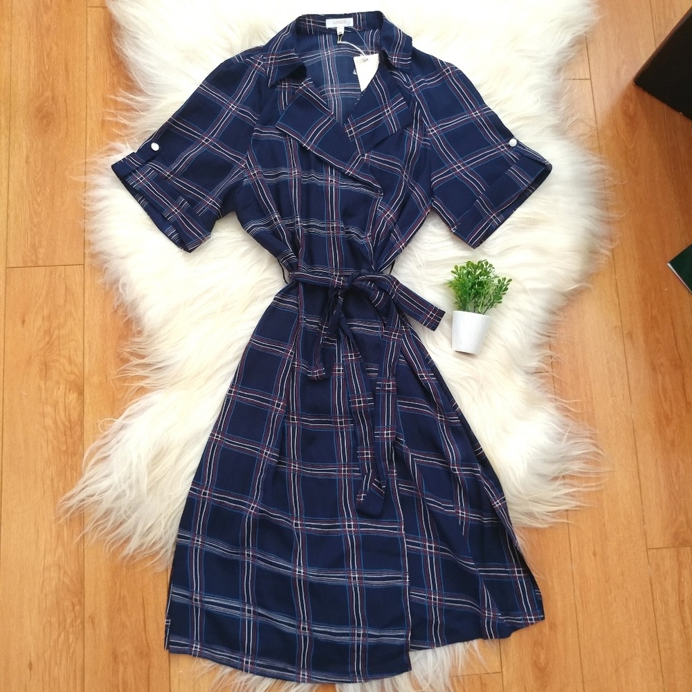 NWT A PEACH SHEER TRENCH DRESS